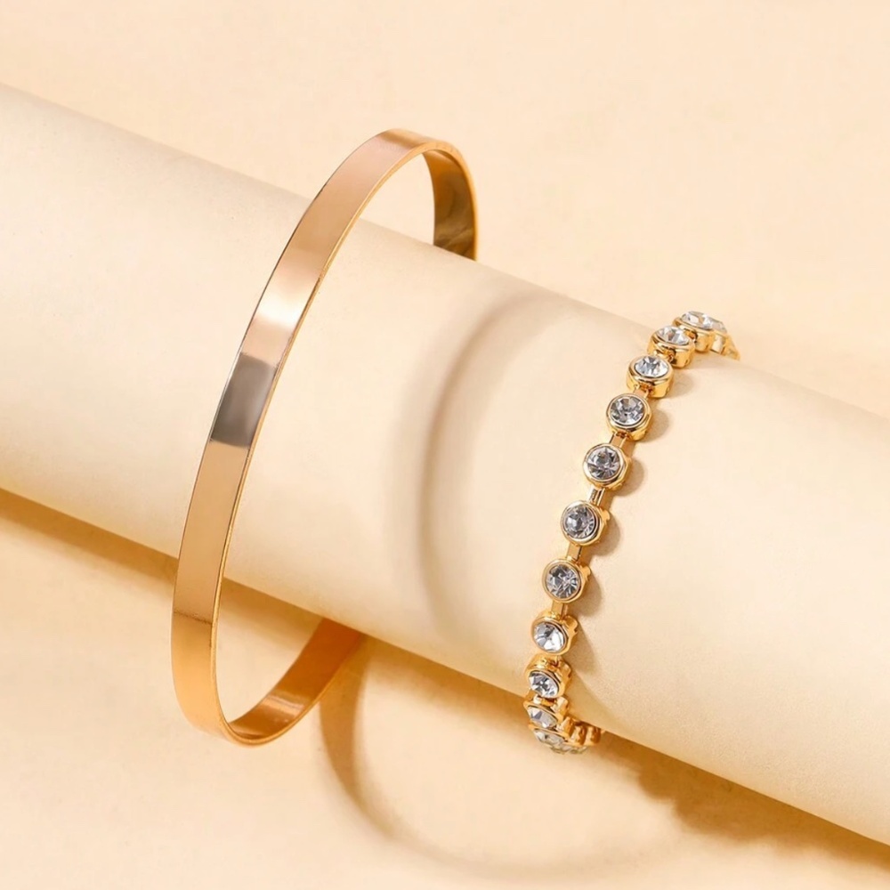 Luxe Rhinestone Minimalist Bracelet Set - Picture 5 of 12